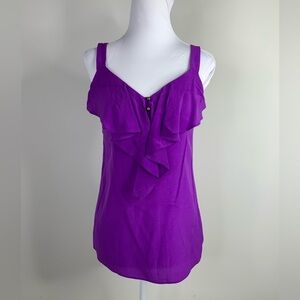 M1 Banana Republic Purple Chiffon Silk V-Neck Sleeveless‎  Blouse Petite 2P